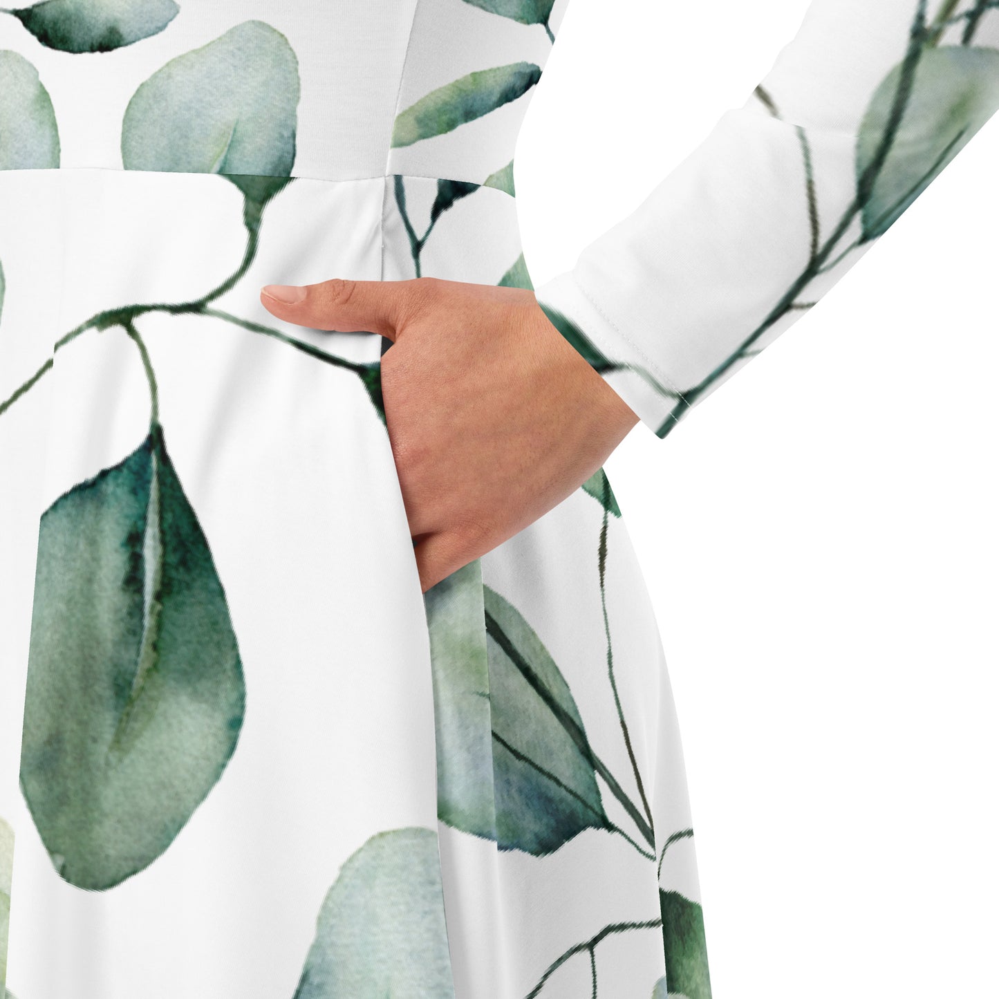 Langes Kleid mit „Blätter“-Muster