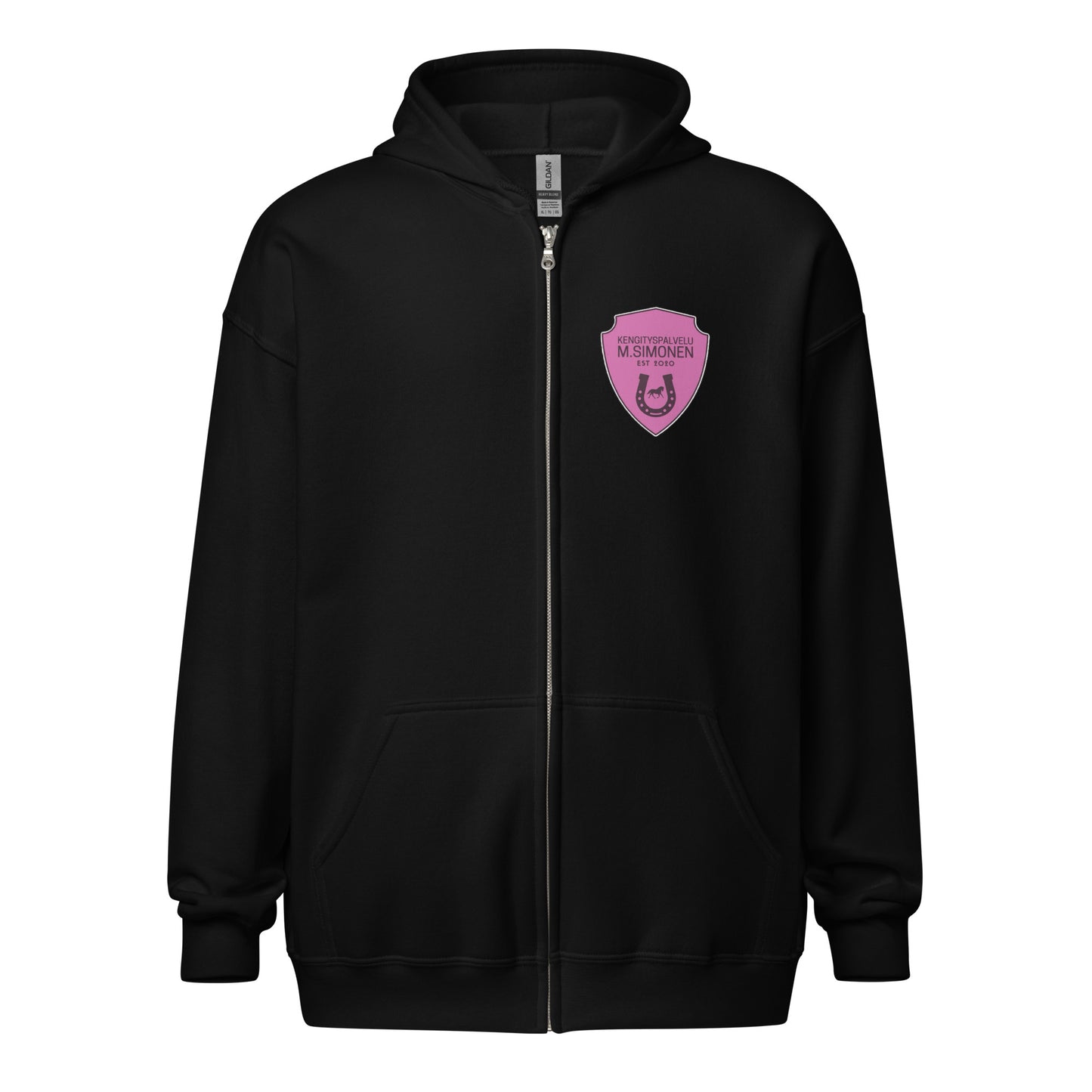 "M.Simonen" hoodie with zipper (logo on chest and back)
