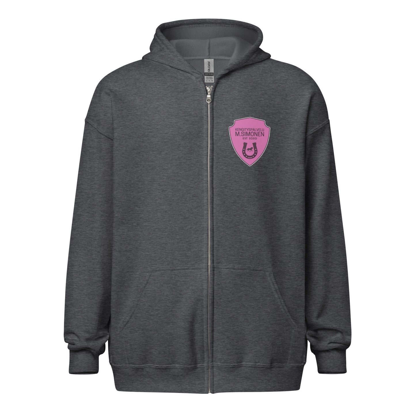 "M.Simonen" hoodie with zipper (logo on chest and back)