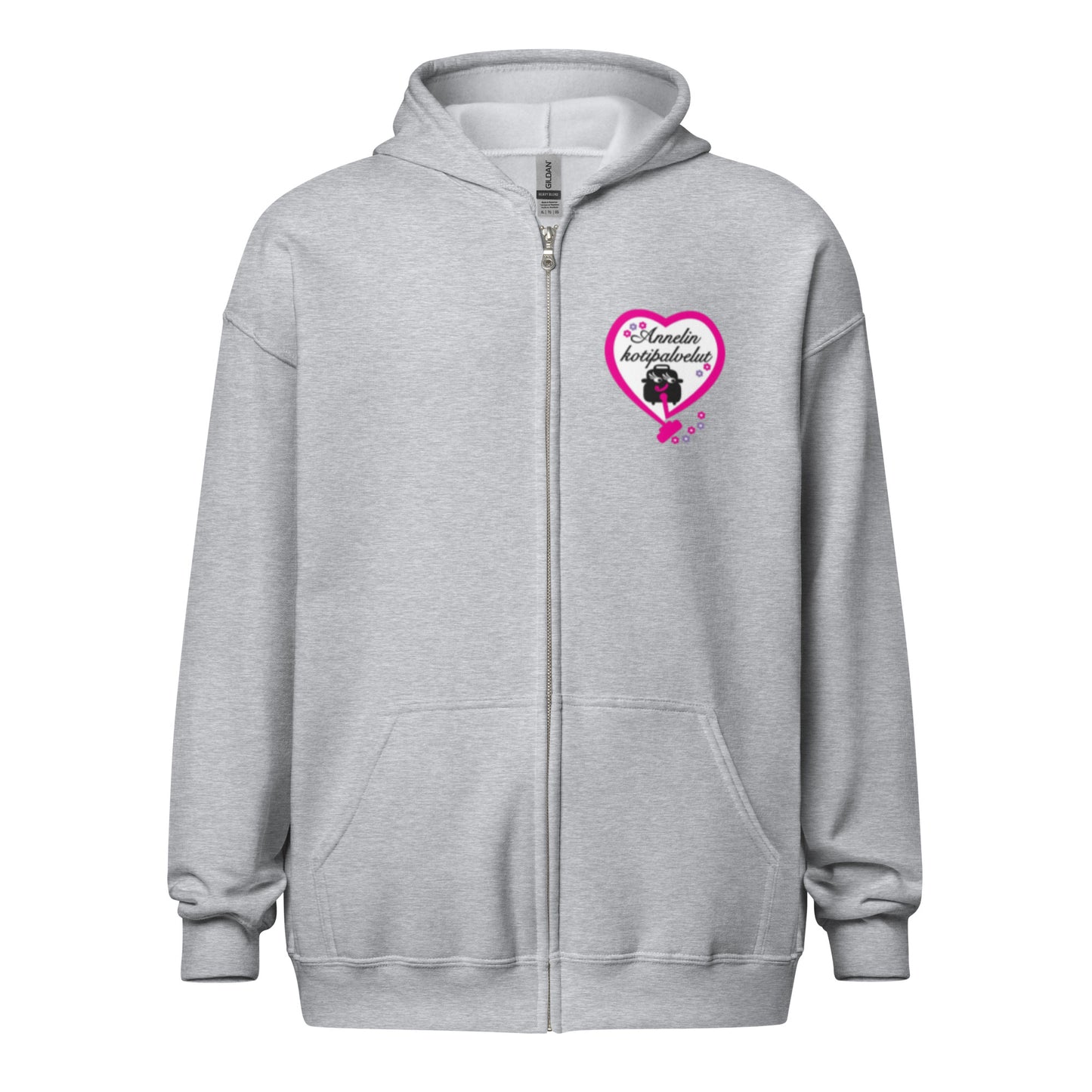 "Annelin Kotipalvelut" huppari vetoketjulla (logo selässä ja rinnassa)
