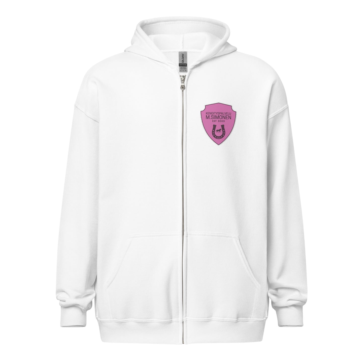 "M.Simonen" hoodie with zipper (logo on chest and back)