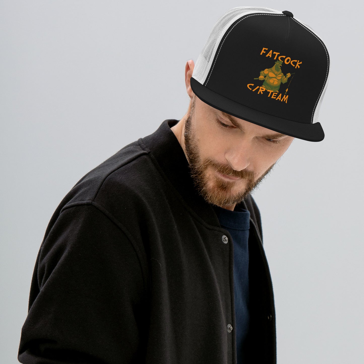 Trucker-Cap „Fatcock“, Jägerfarben (DTF-Druck)