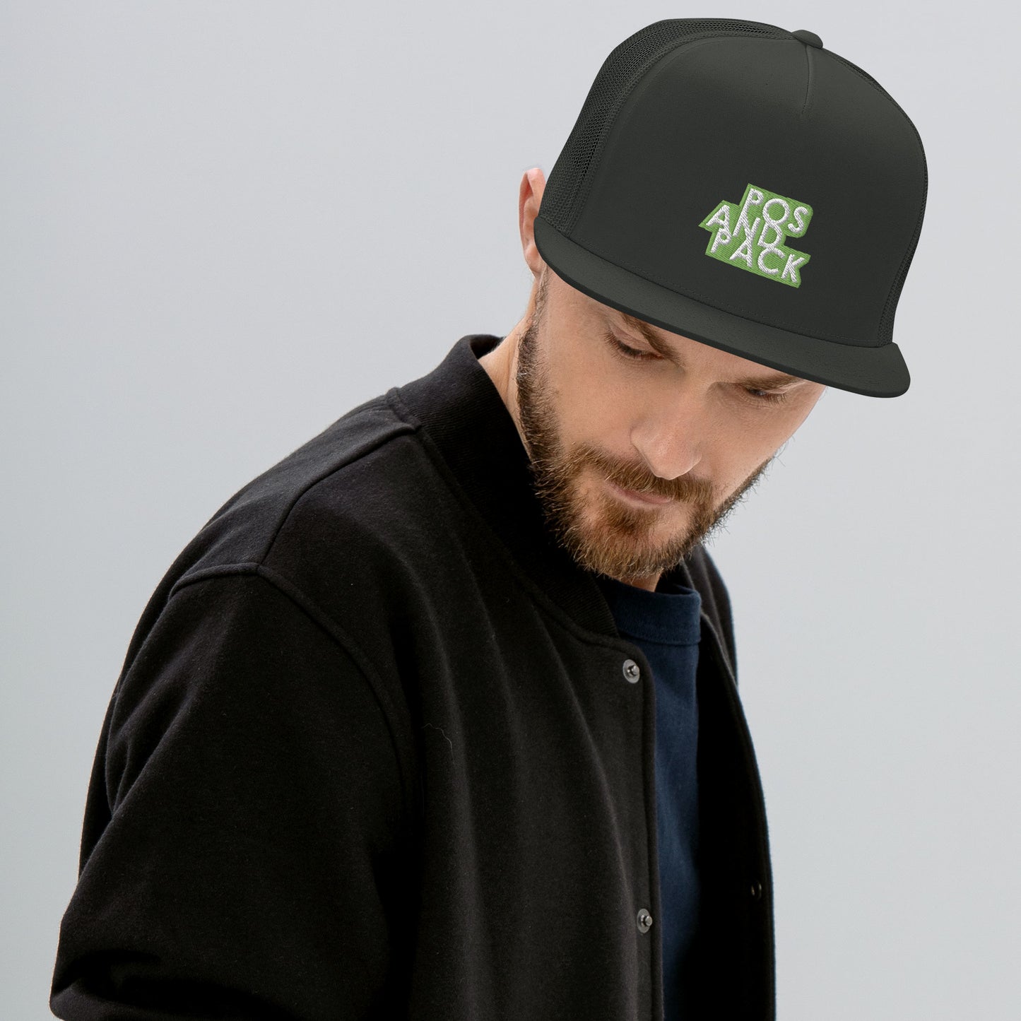 "POS AND PACK" trucker cap (green logo)