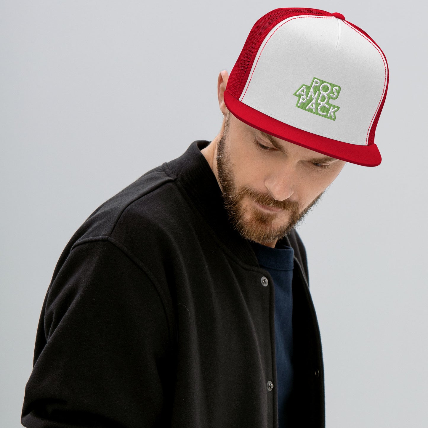 "POS AND PACK" trucker cap (green logo)