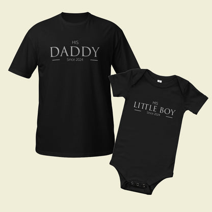 "His daddy/little boy" tuotepaketti (t-paita + body)