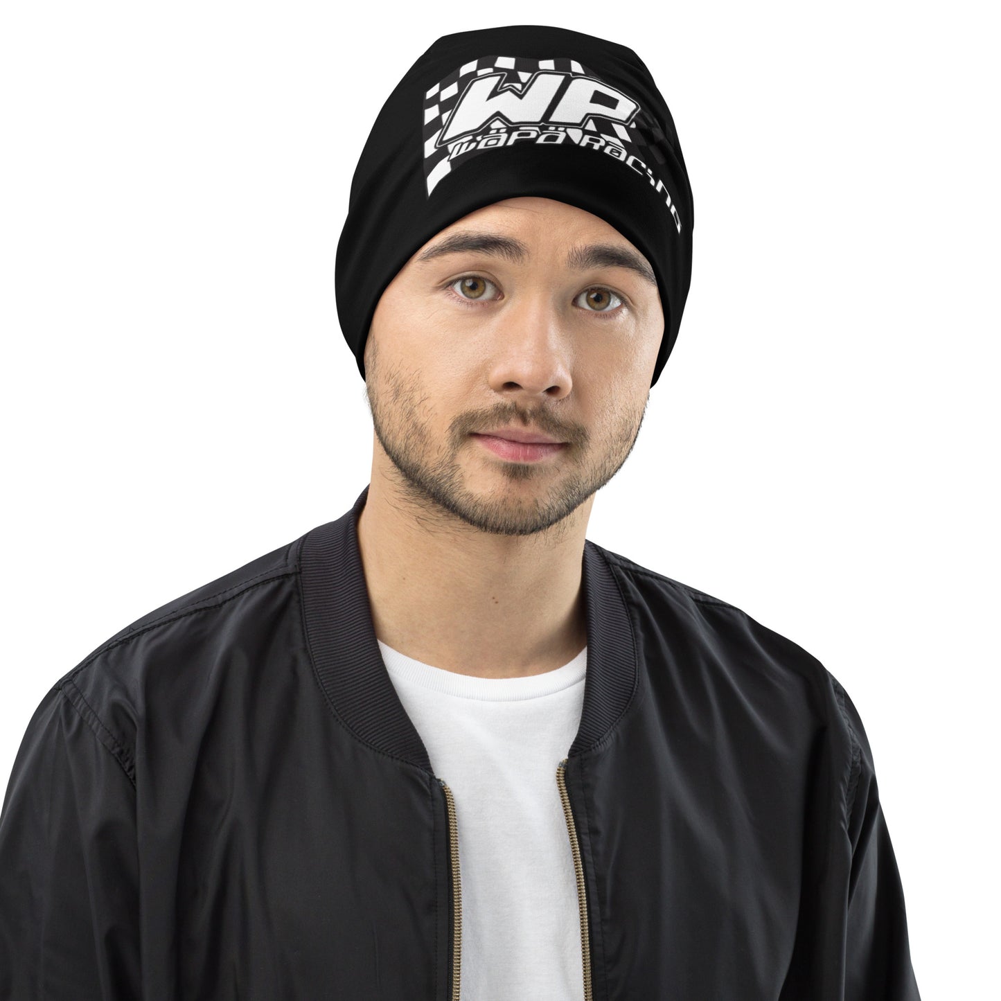 "Wäpä Racing" thin tricot beanie, white and black logo