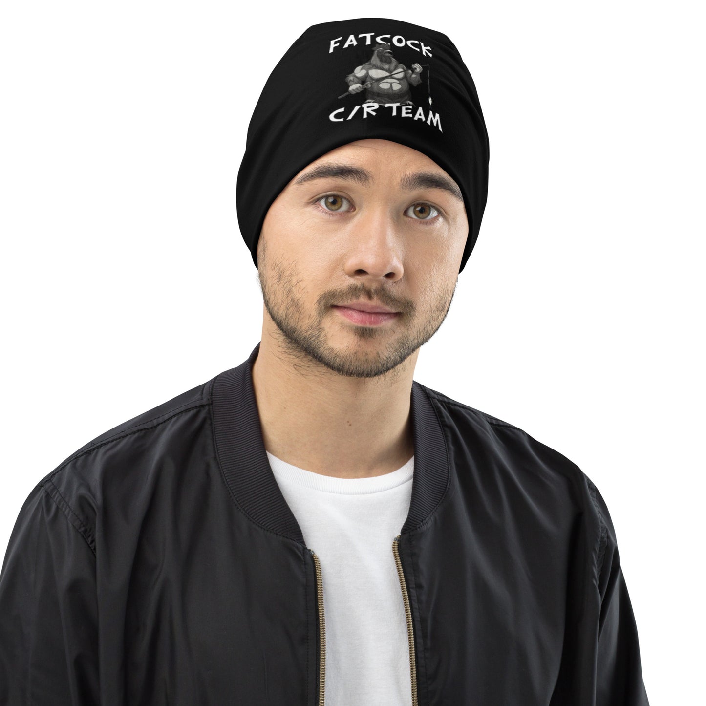 "Fatcock" thin tricot beanie, black