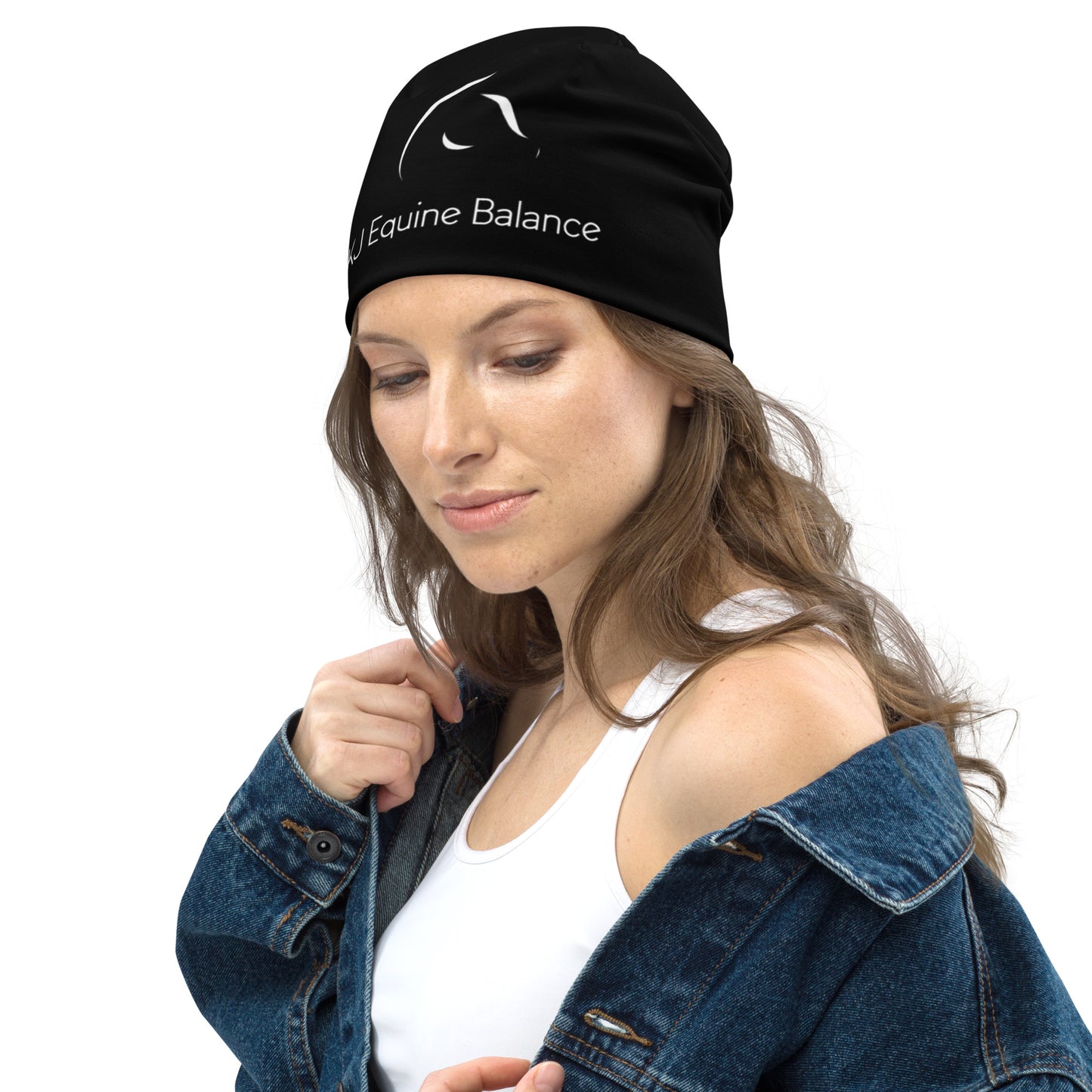 "KJ Equine" thin tricot beanie, black