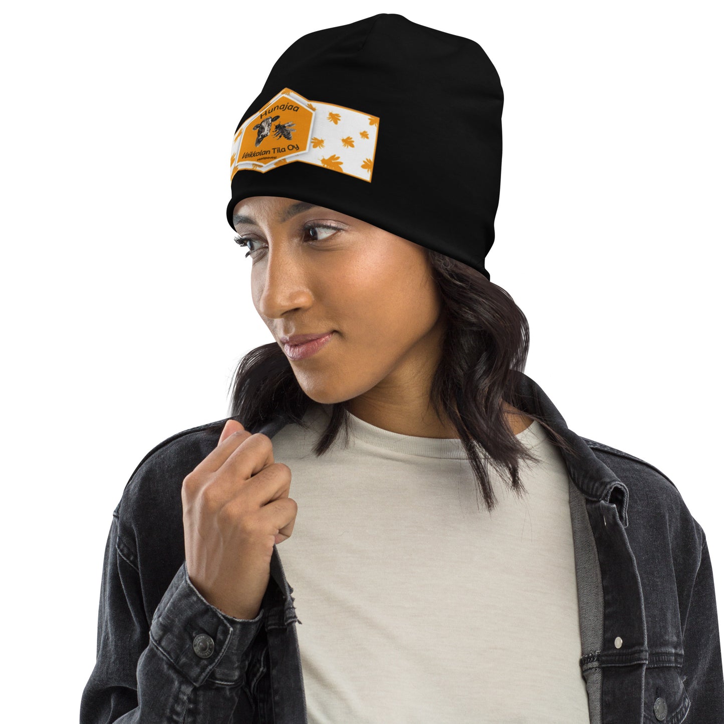 "Veikkolan Tila" thin tricot beanie, black