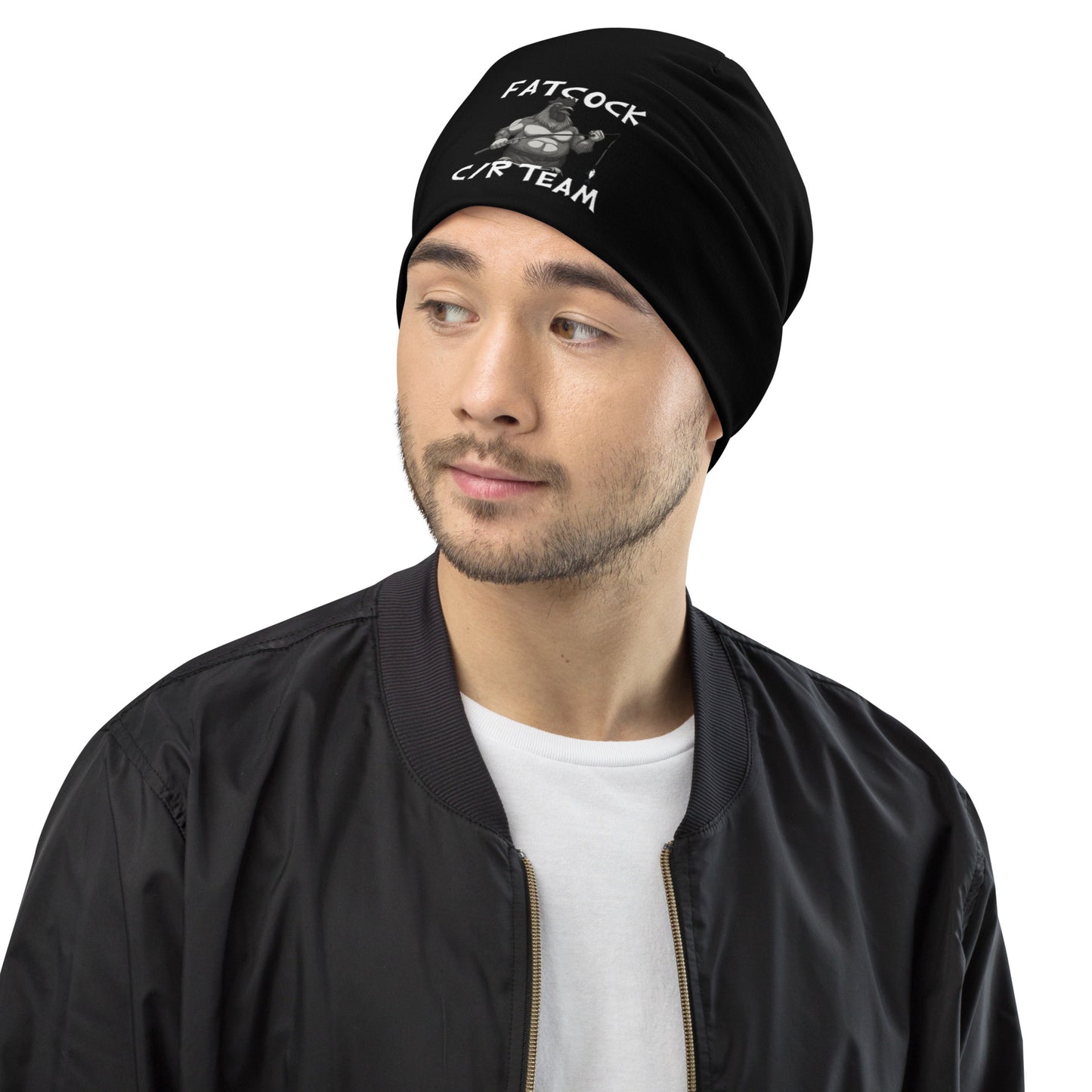 "Fatcock" thin tricot beanie, black