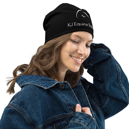 "KJ Equine" thin tricot beanie, black