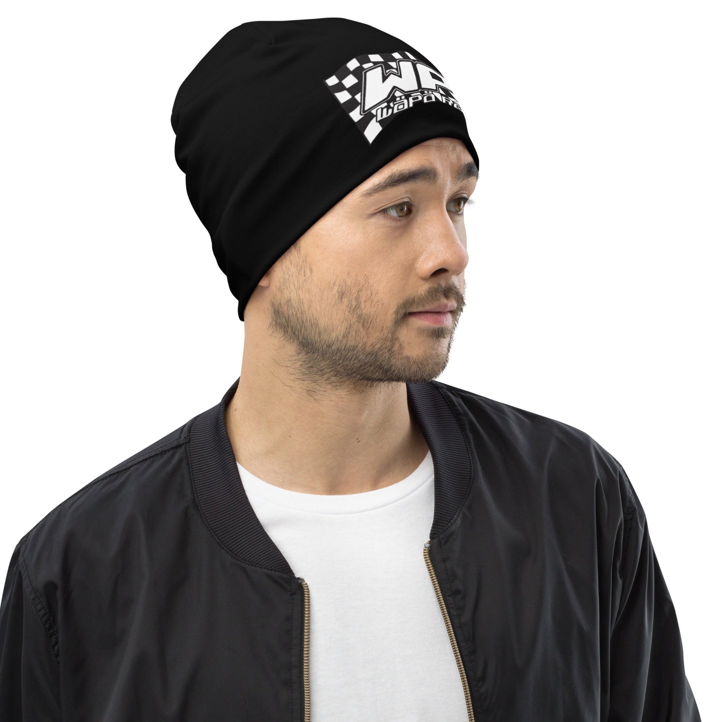 "Wäpä Racing" thin tricot beanie, white and black logo