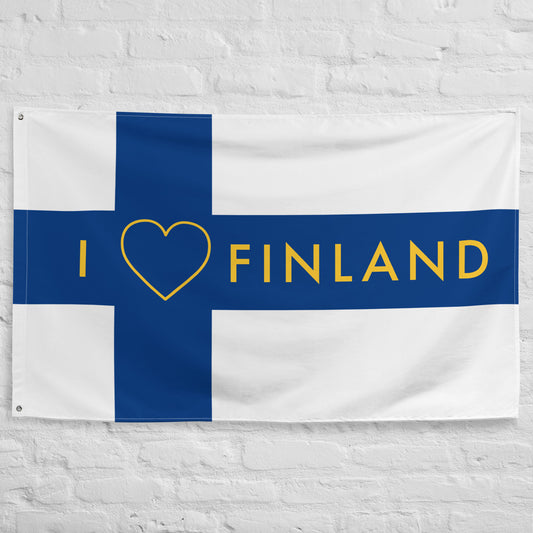 „Ich liebe Finnland“ finnische Flagge
