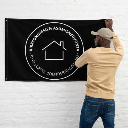 "Kirkkonummen Housing Advice" wall flag, black