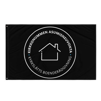 "Kirkkonummen Housing Advice" wall flag, black