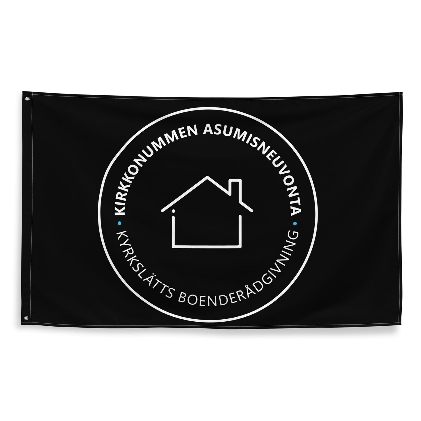 "Kirkkonummen Housing Advice" wall flag, black