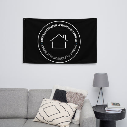 "Kirkkonummen Housing Advice" wall flag, black