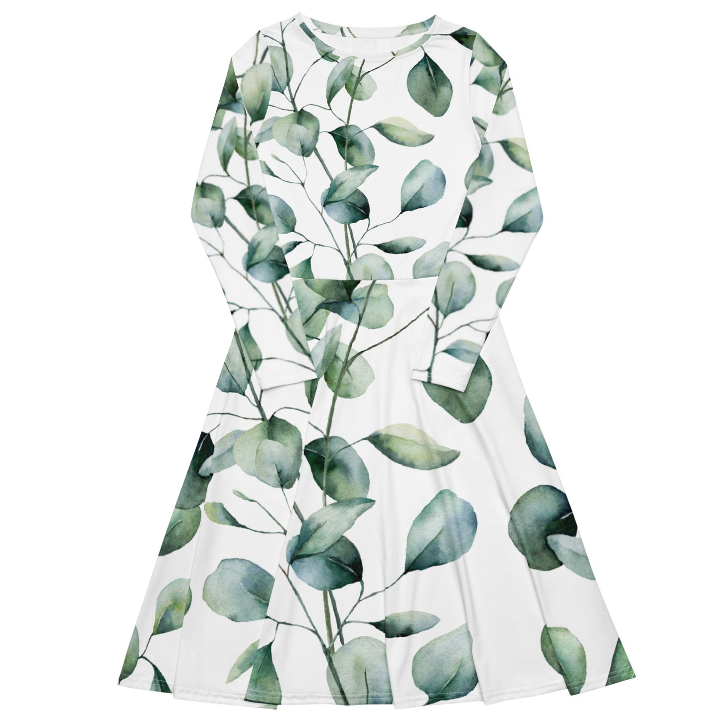 Langes Kleid mit „Blätter“-Muster