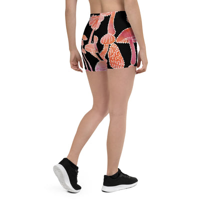 "Mushroom" patterned women's sports shorts