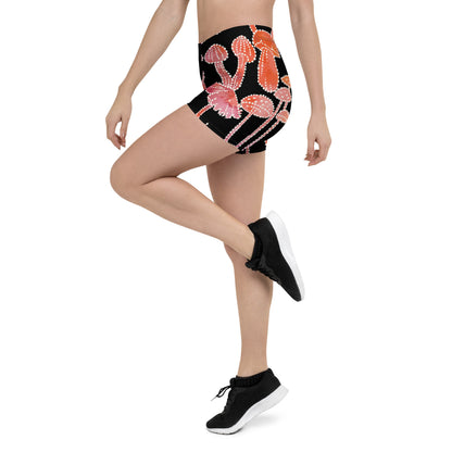 "Mushroom" patterned women's sports shorts