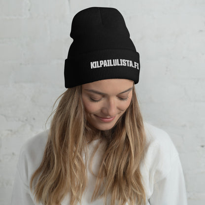 "Competition list" beanie with embroidery (white text)