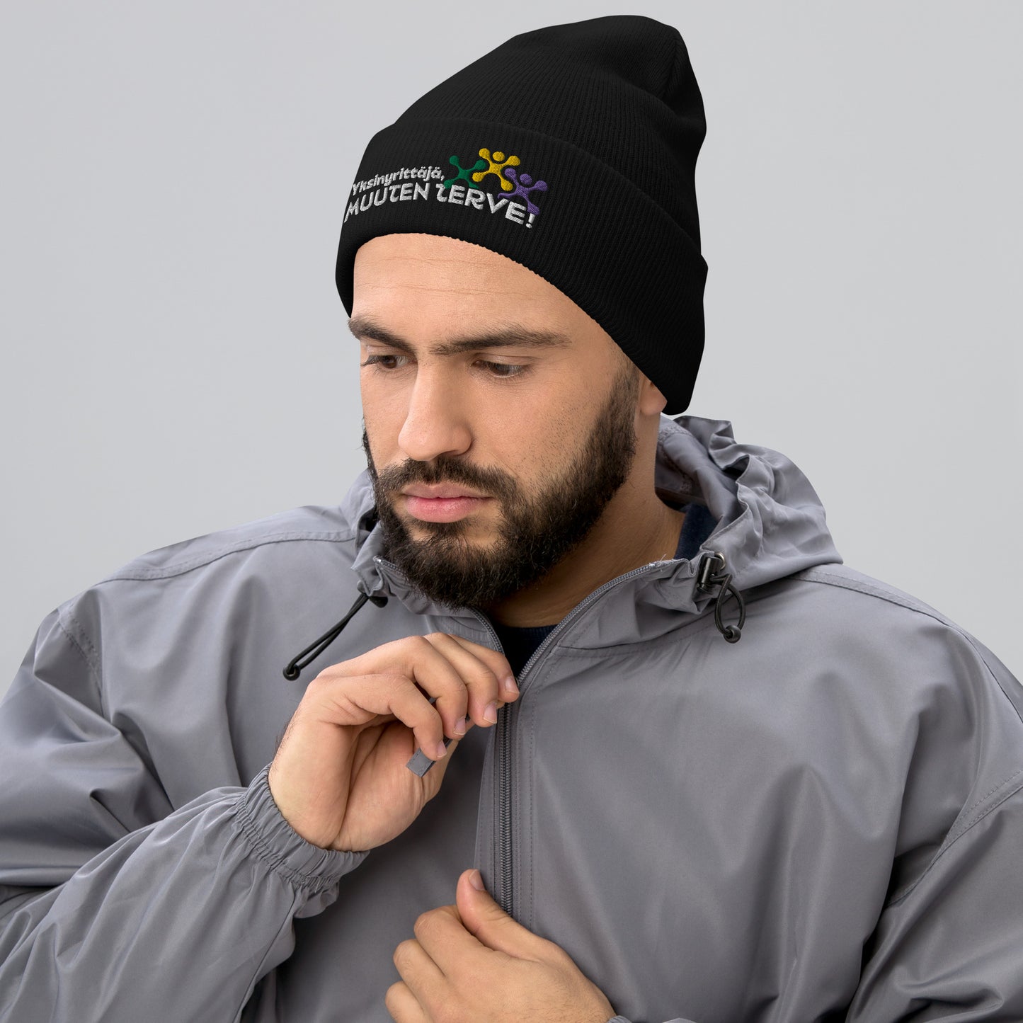 "Entrepreneur, otherwise healthy" beanie with embroidery (MyRy)