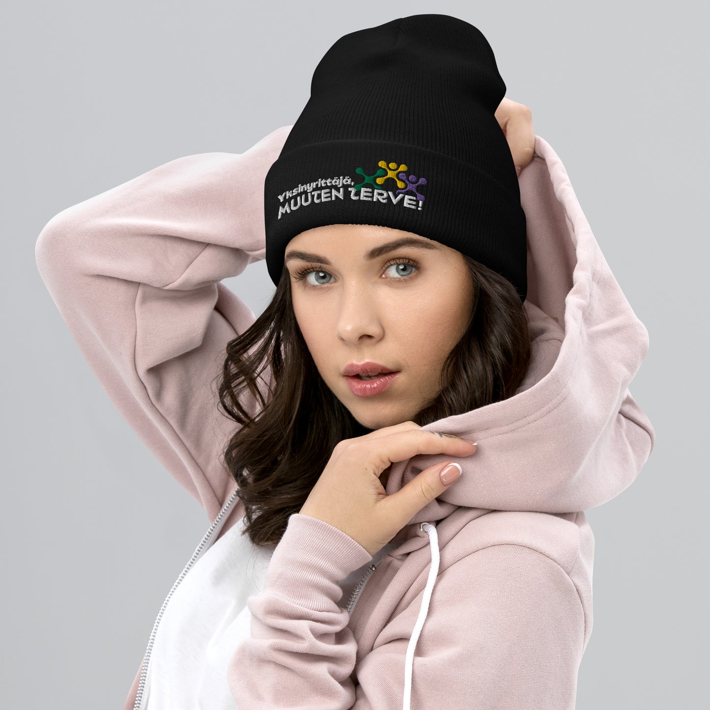 "Entrepreneur, otherwise healthy" beanie with embroidery (MyRy)