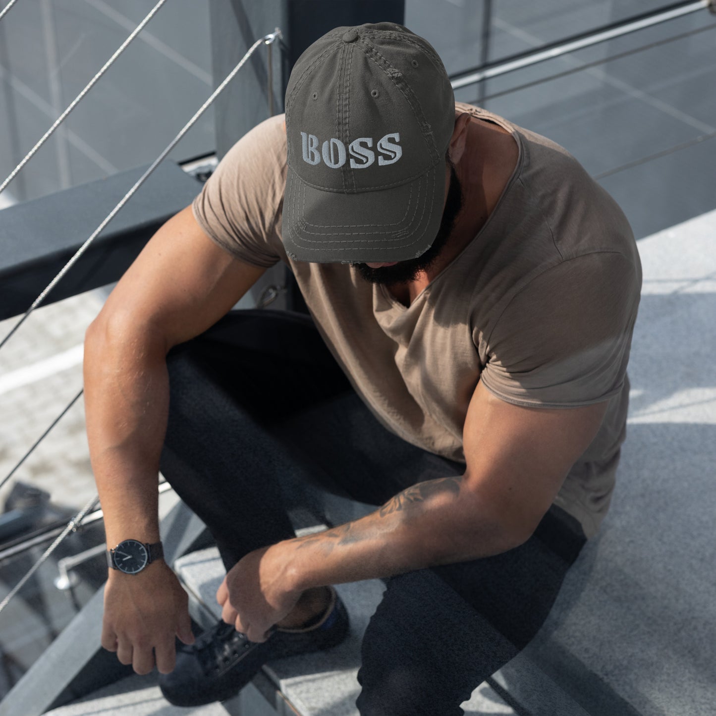 "Boss" lippis (kulutettu dad cap)