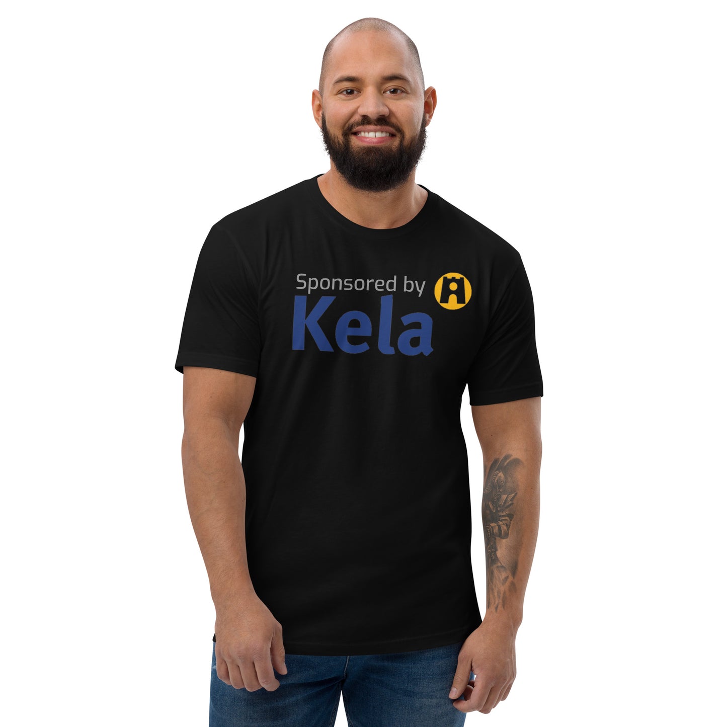 "Sponsored by Kela" men's t-shirt