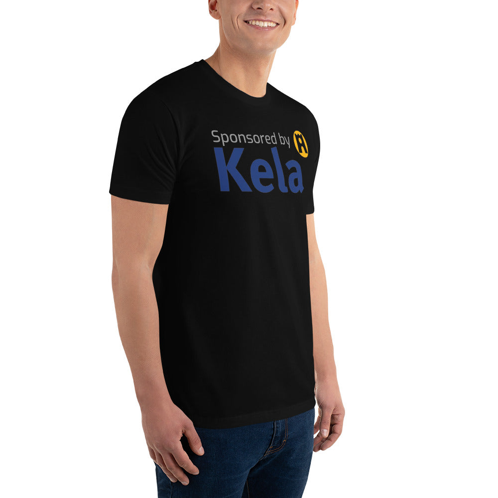 "Sponsored by Kela" men's t-shirt