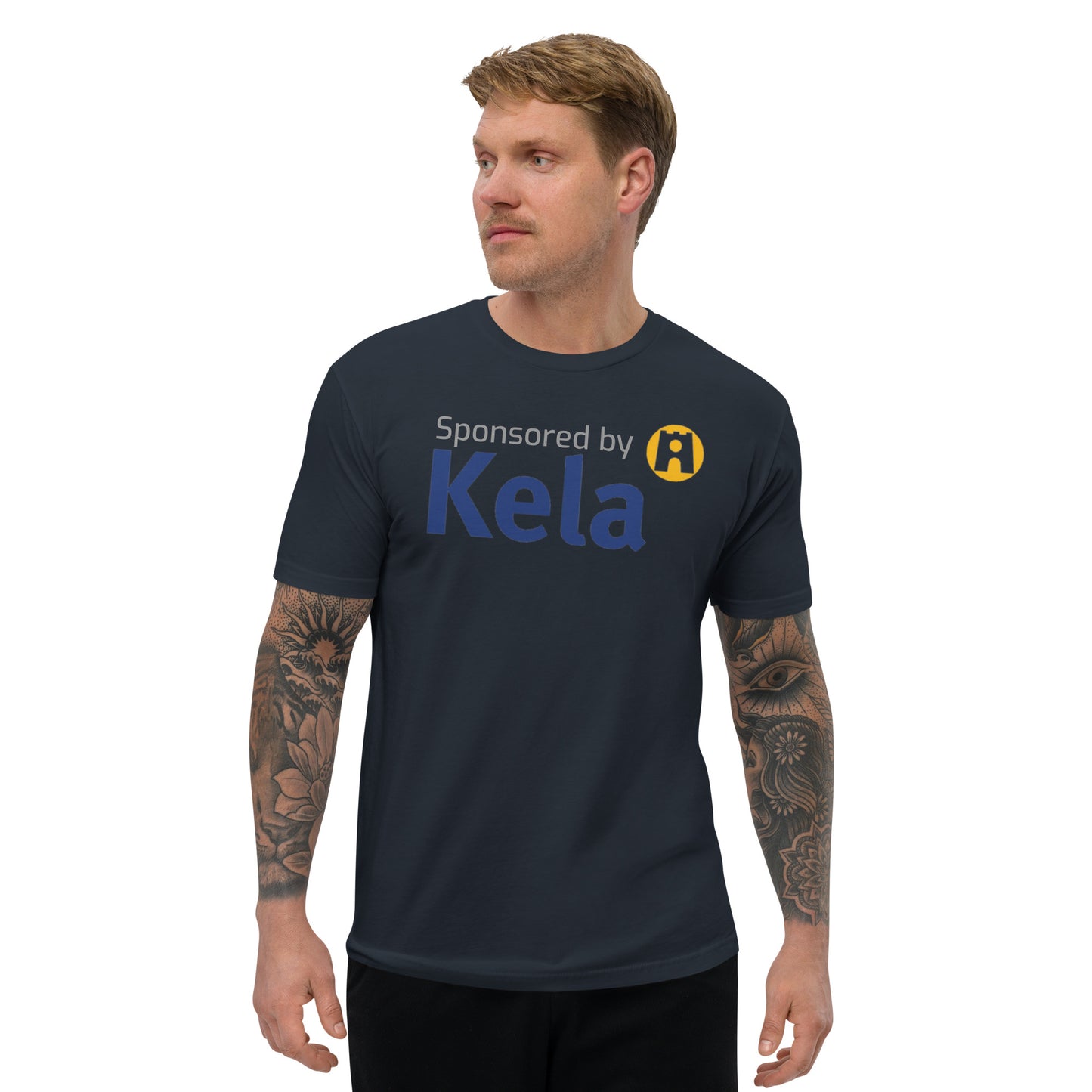 "Sponsored by Kela" men's t-shirt