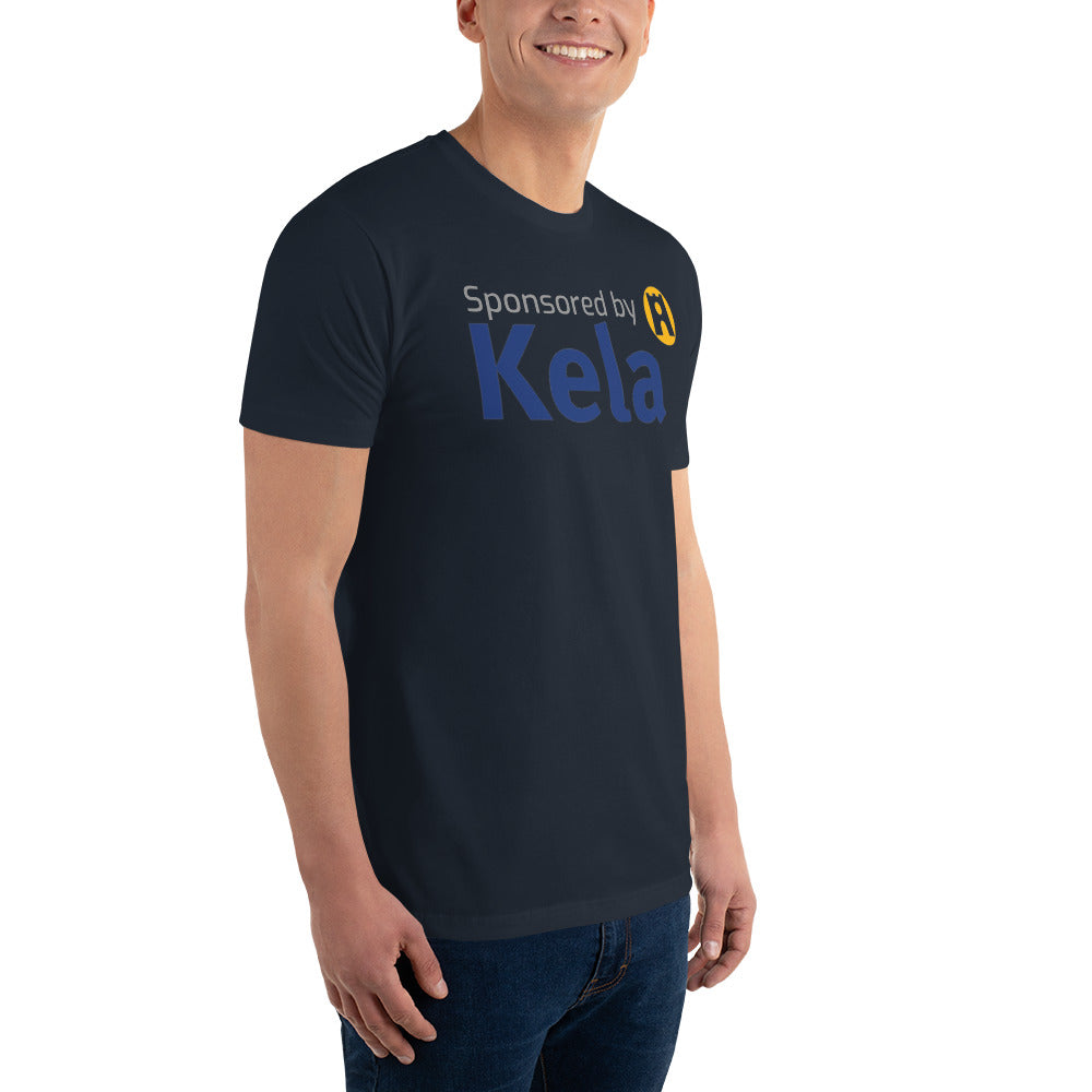 "Sponsored by Kela" men's t-shirt