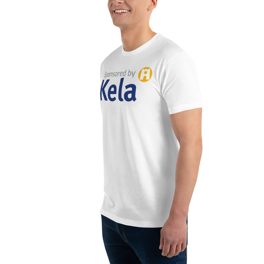 "Sponsored by Kela" men's t-shirt