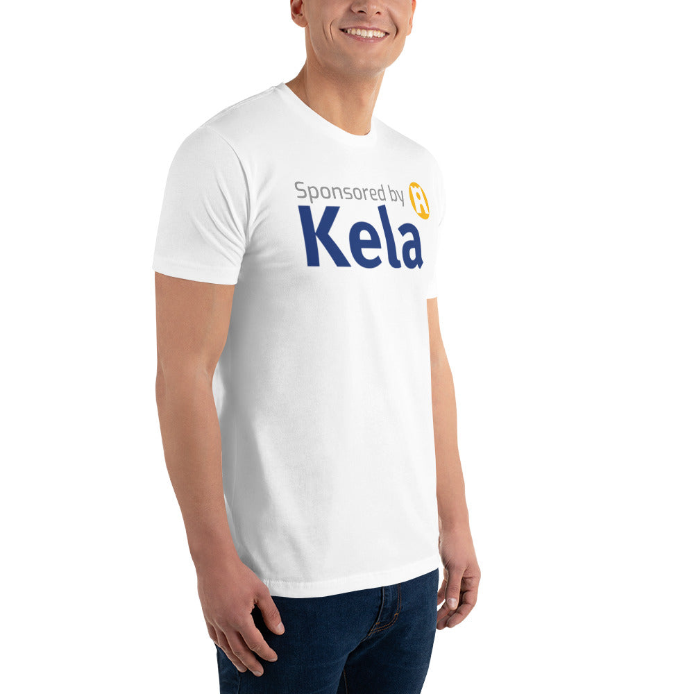 "Sponsored by Kela" men's t-shirt