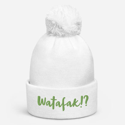 "Green Watafak!?" beanie with tassel (Facebook wish)