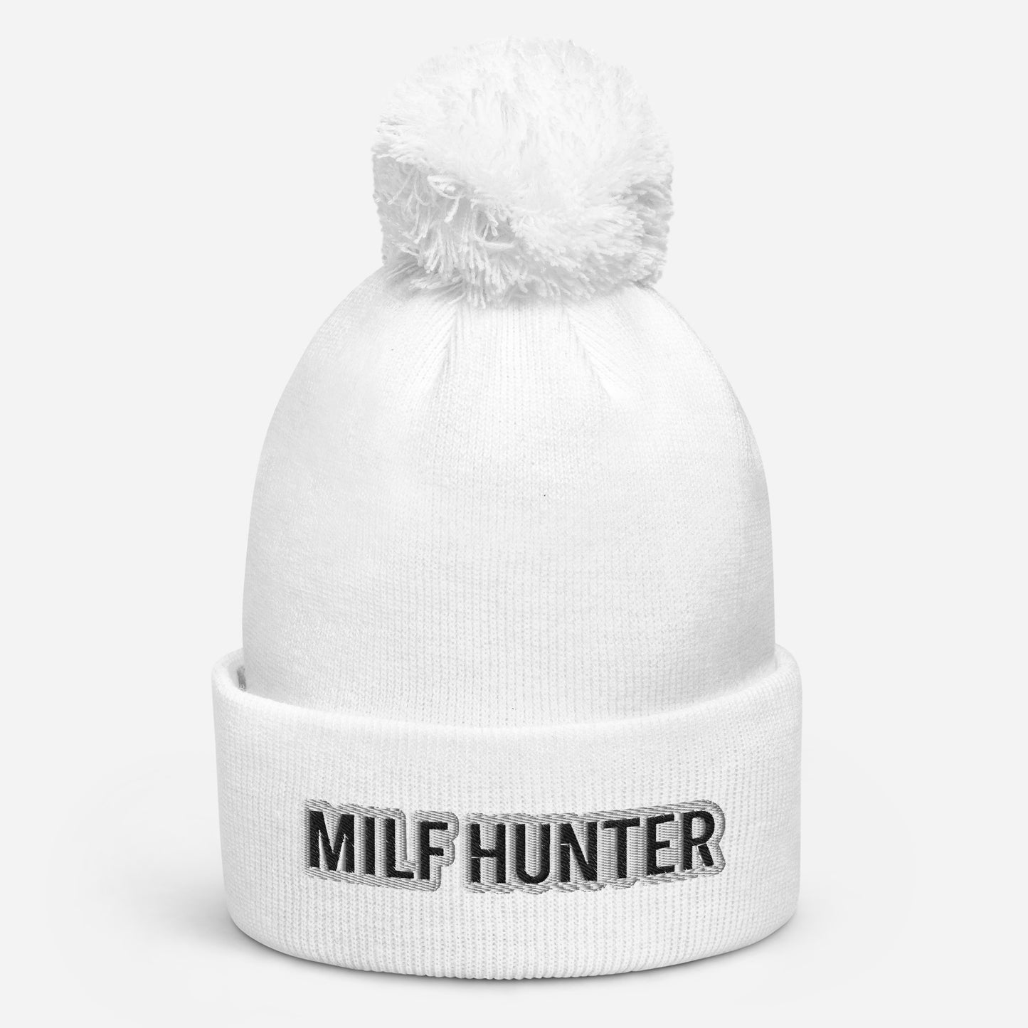 "Milf Hunter" beanie with tassel BLACK TEXT