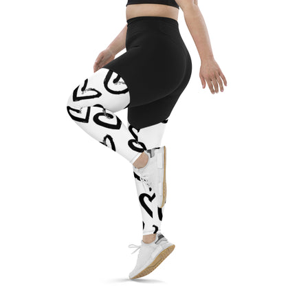Damen-Leggings mit „Herz“-Muster