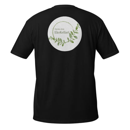 Unisex-T-Shirt „Hyvän Olon Ekokellari“.