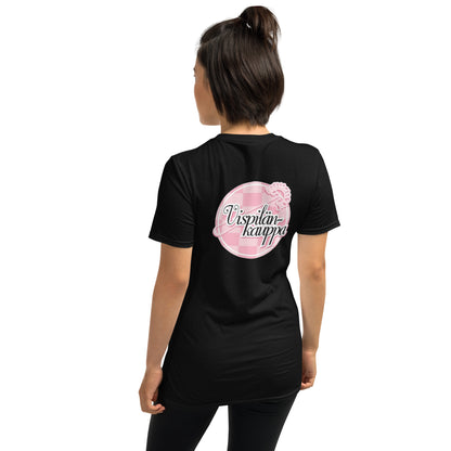 "Vispilänkauppa" unisex t-paita (logo rinnassa + selässä)