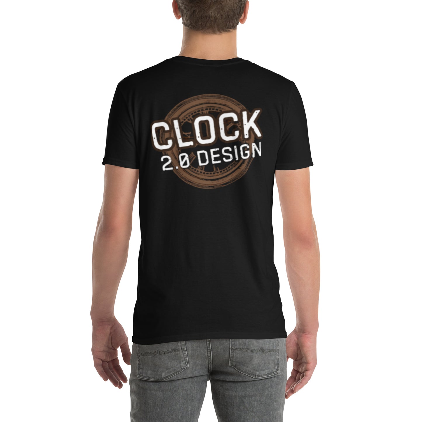 "Clock 2.0 Design" unisex t-paita (logo selässä)
