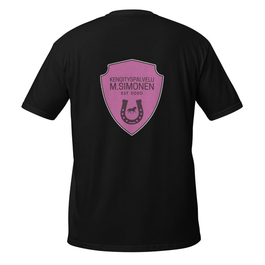 "M.Simonen" unisex t-paita (logo rinnassa ja selässä)