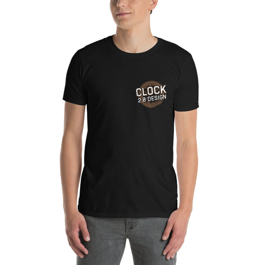 "Clock 2.0 Design" unisex t-paita (logo rinnassa ja selässä)