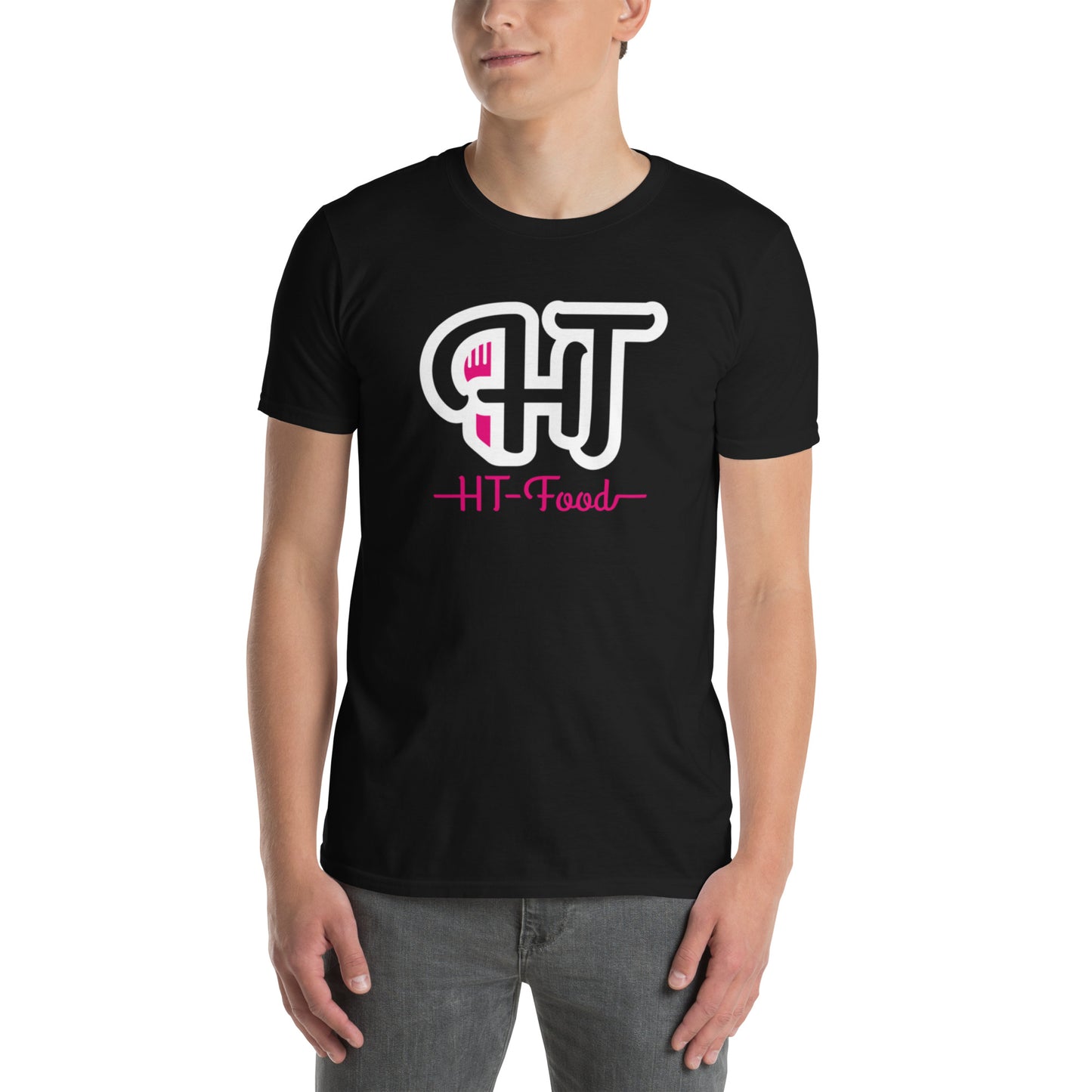 "HT Food" unisex t-paita (logo isolla rinnassa)