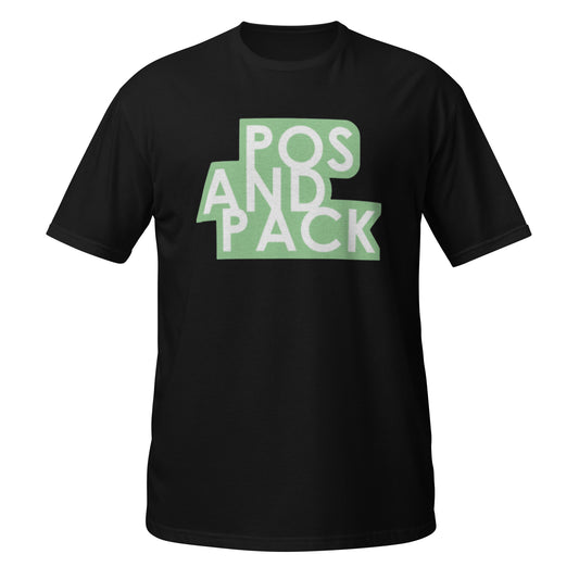 Unisex-T-Shirt „POS AND PACK“ (grünes Logo)