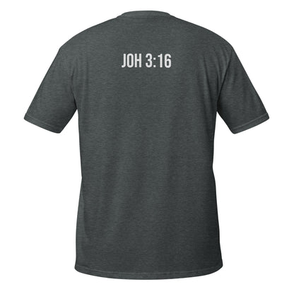 „JOH 3:16“ Unisex-T-Shirt mit Rückenaufdruck