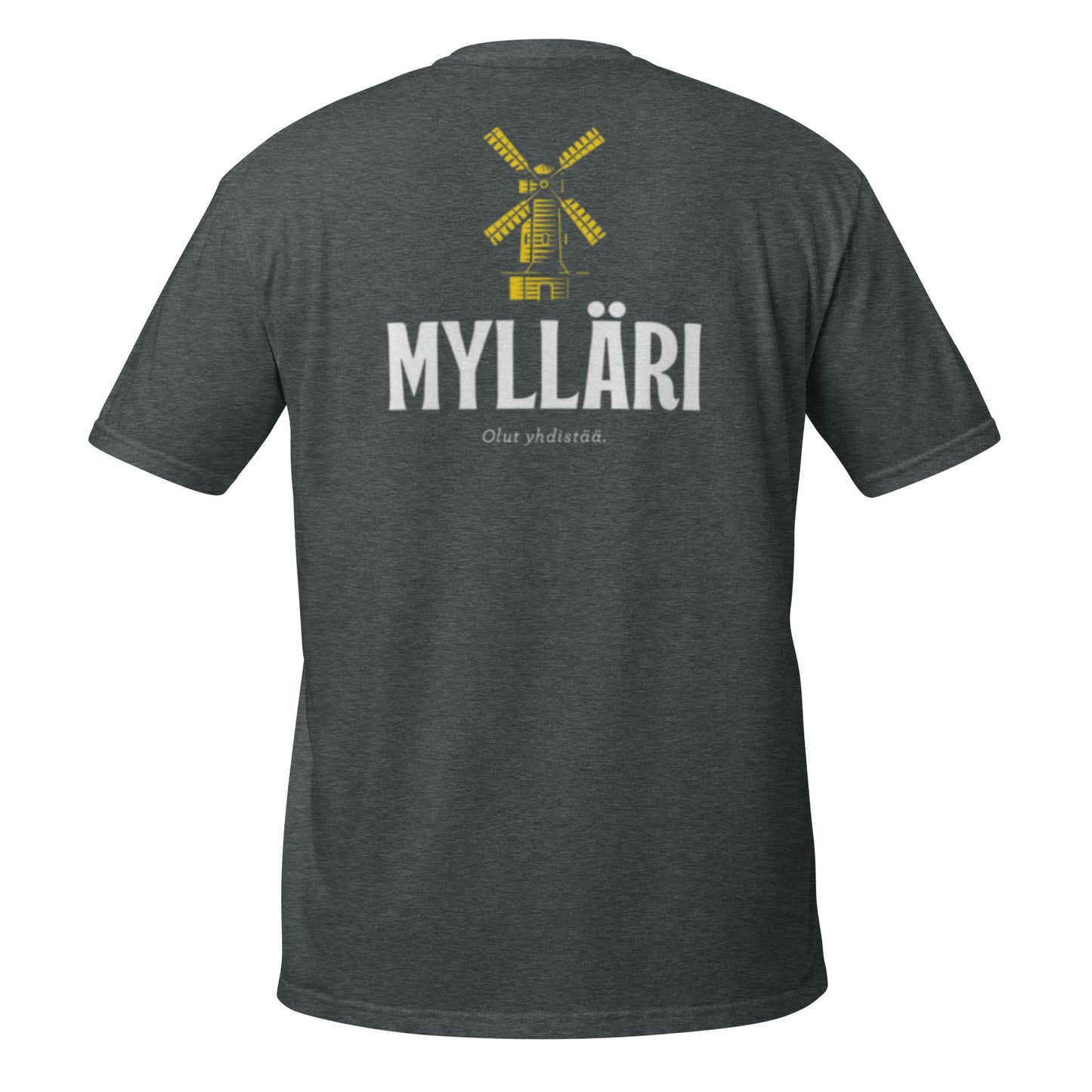 "Mylläri" unisex t-paita (isot kuvat selkä + rinta)