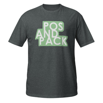 "POS AND PACK" unisex t-paita (vihreä logo)