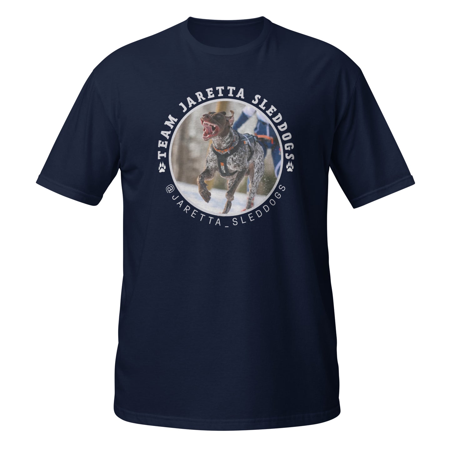 Unisex-T-Shirt „Jaretta Sleddogs“ (großer Frontdruck) 