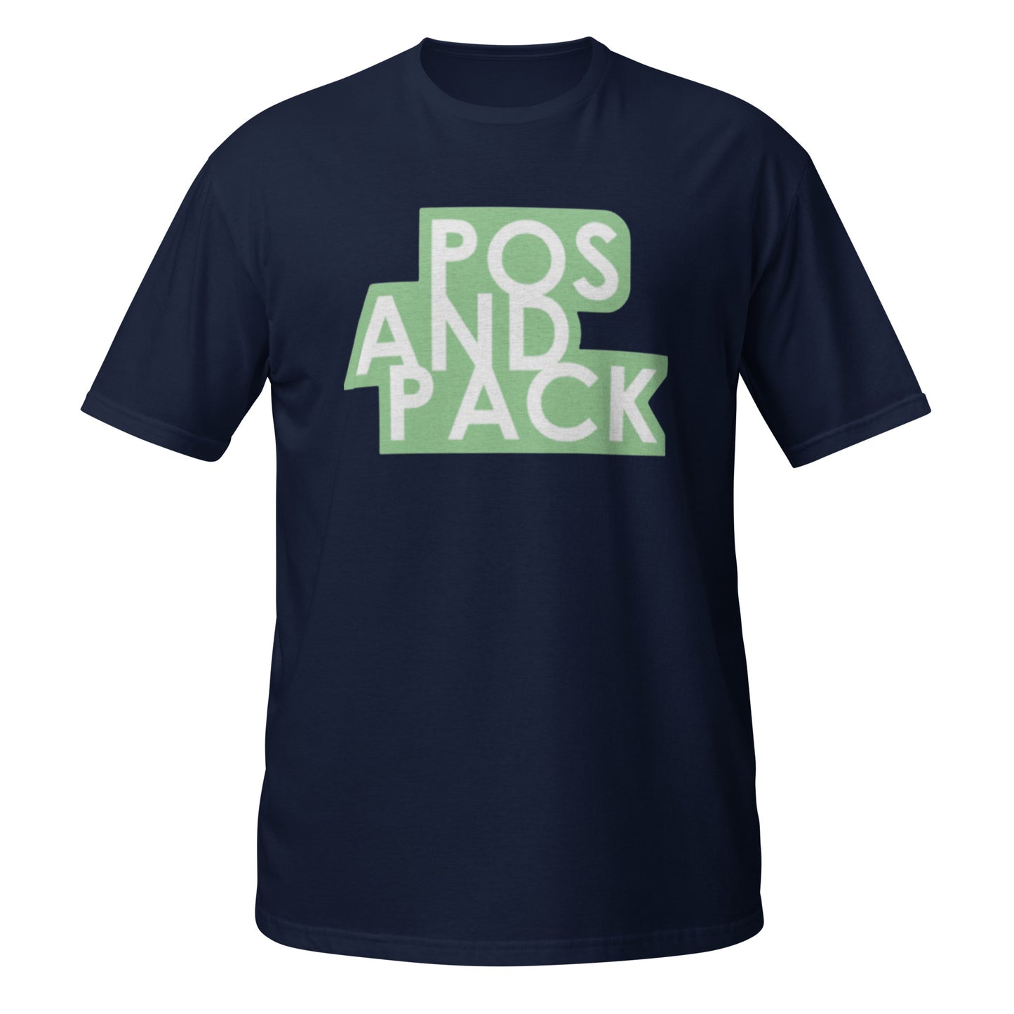 "POS AND PACK" unisex t-paita (vihreä logo)