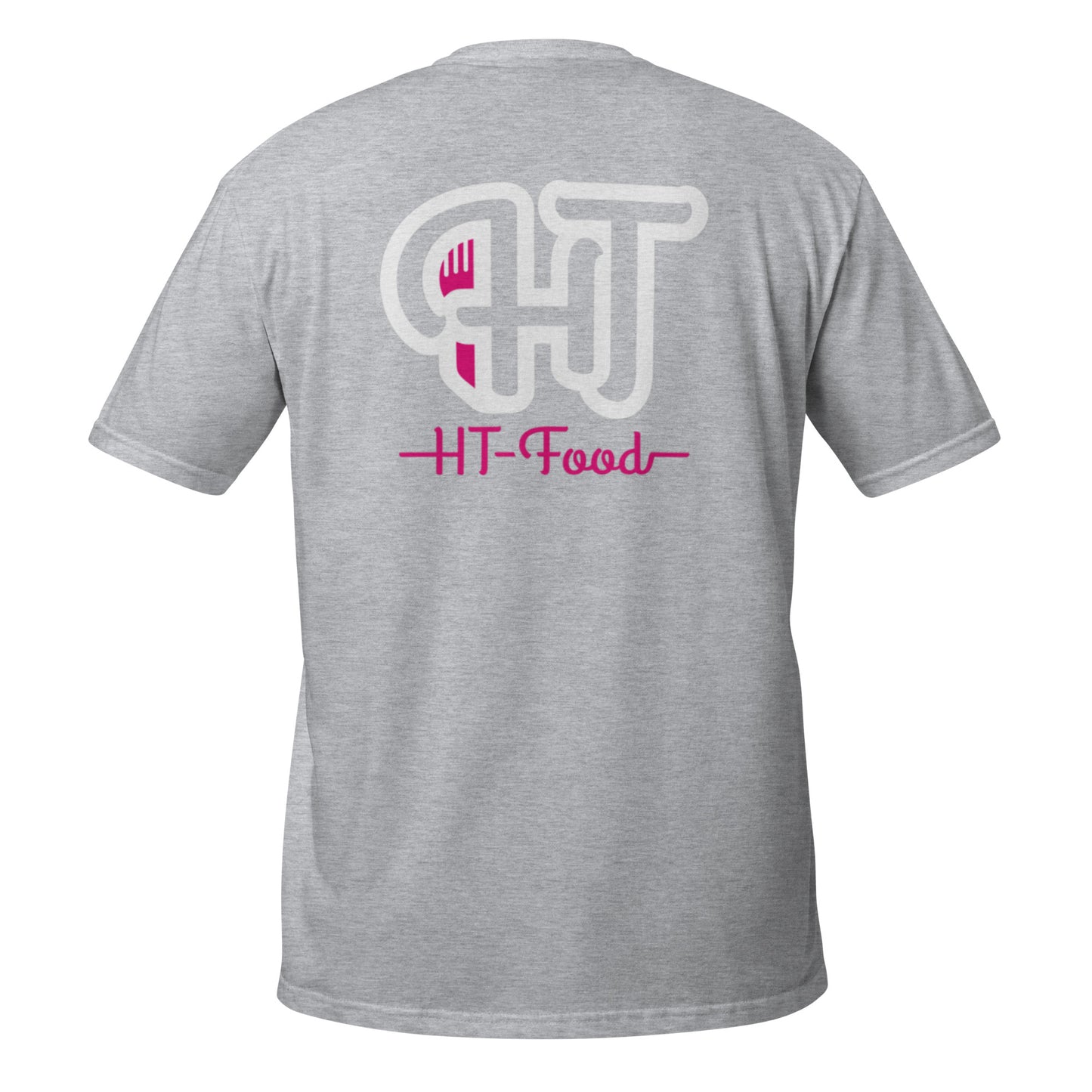 "HT Food" unisex t-paita (logo selässä)